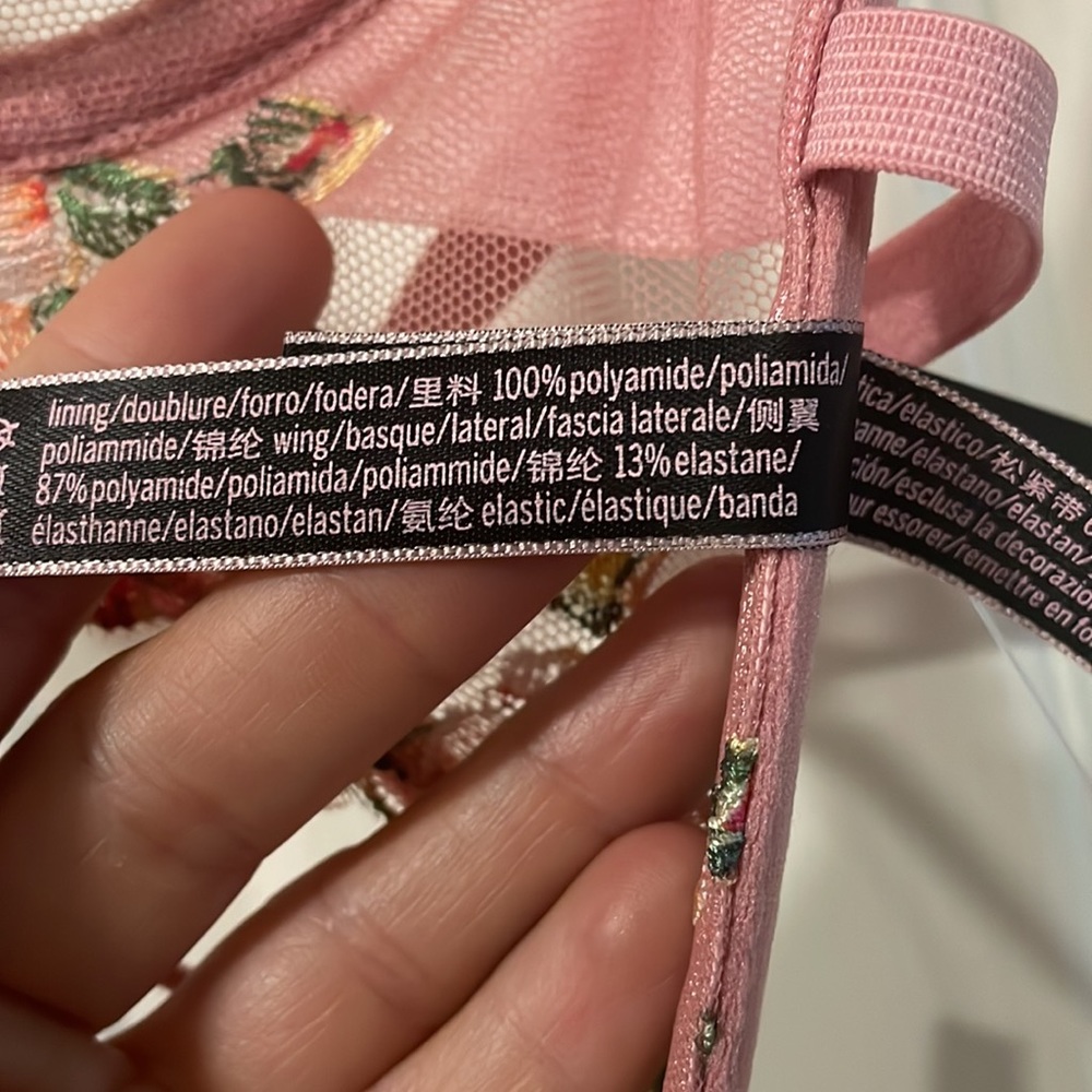 Victoria's Secret Pink Dusty Rose Floral Embroidered Strappy Teddy Lingerie - Picture 6 of 10